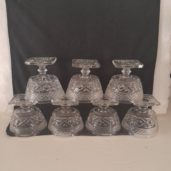 Crystal Pedestal Dishes, Set of 7 - Picture 2 of 3